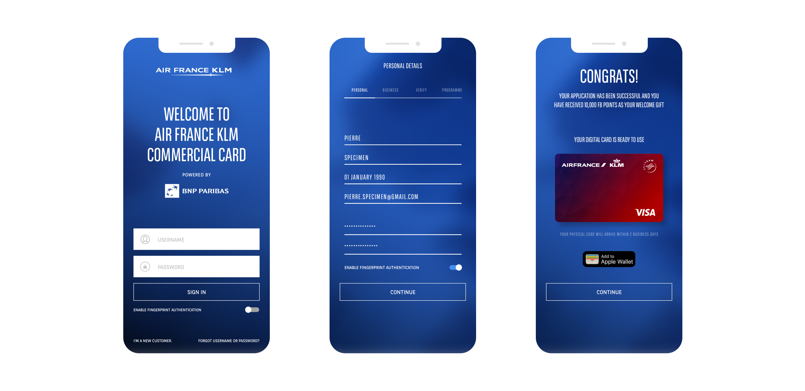Onboarding screens