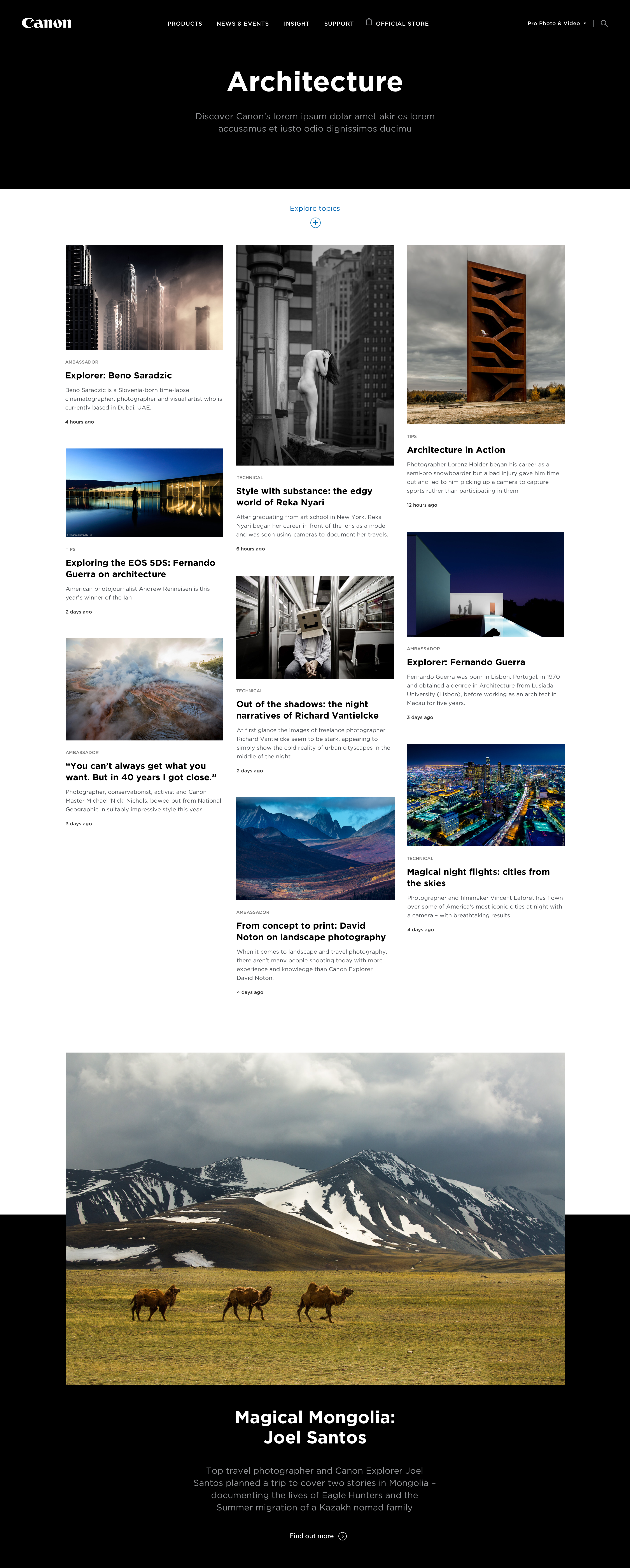 Architecture topic page, desktop
