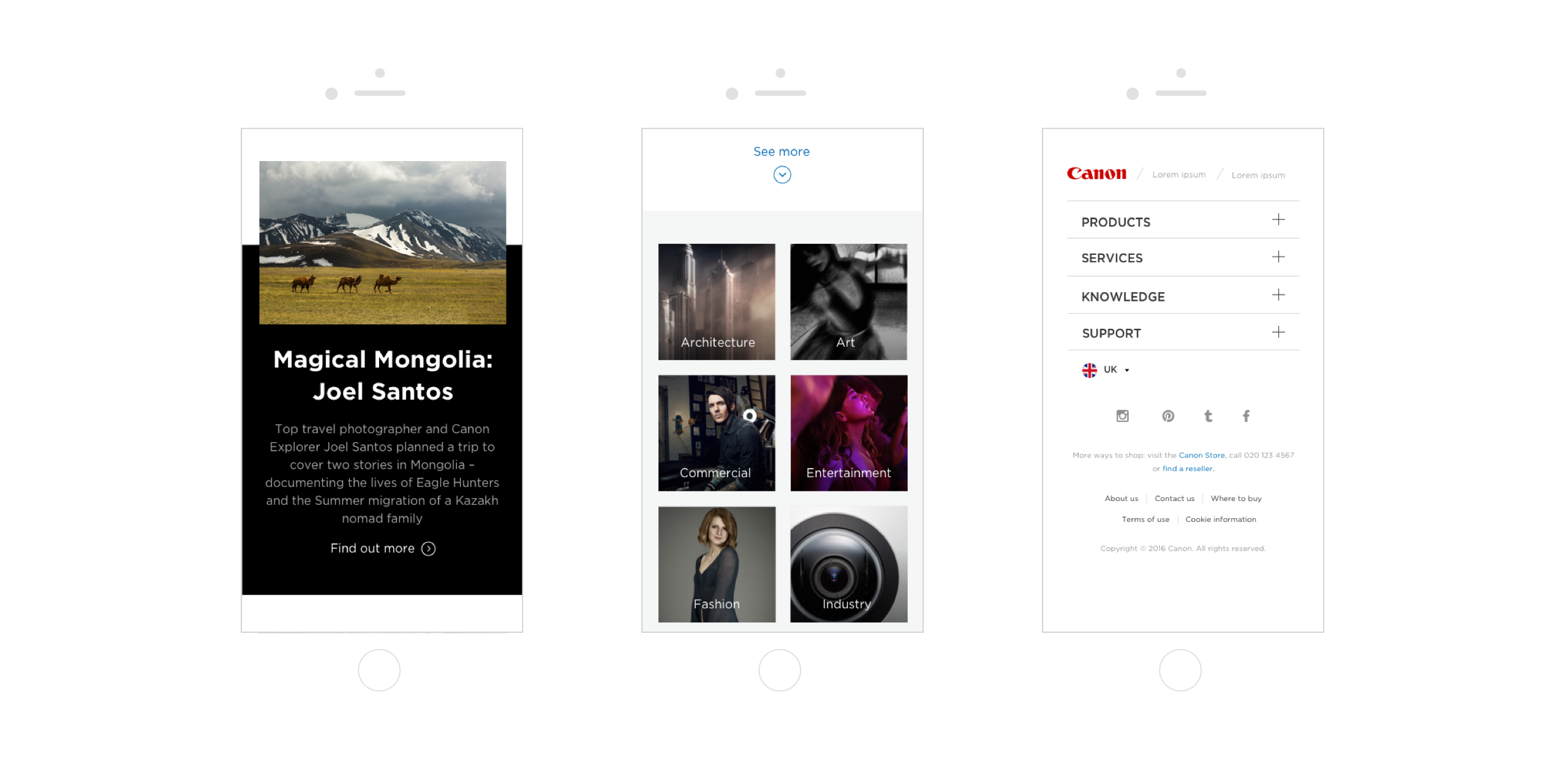 Topic page and menu, mobile