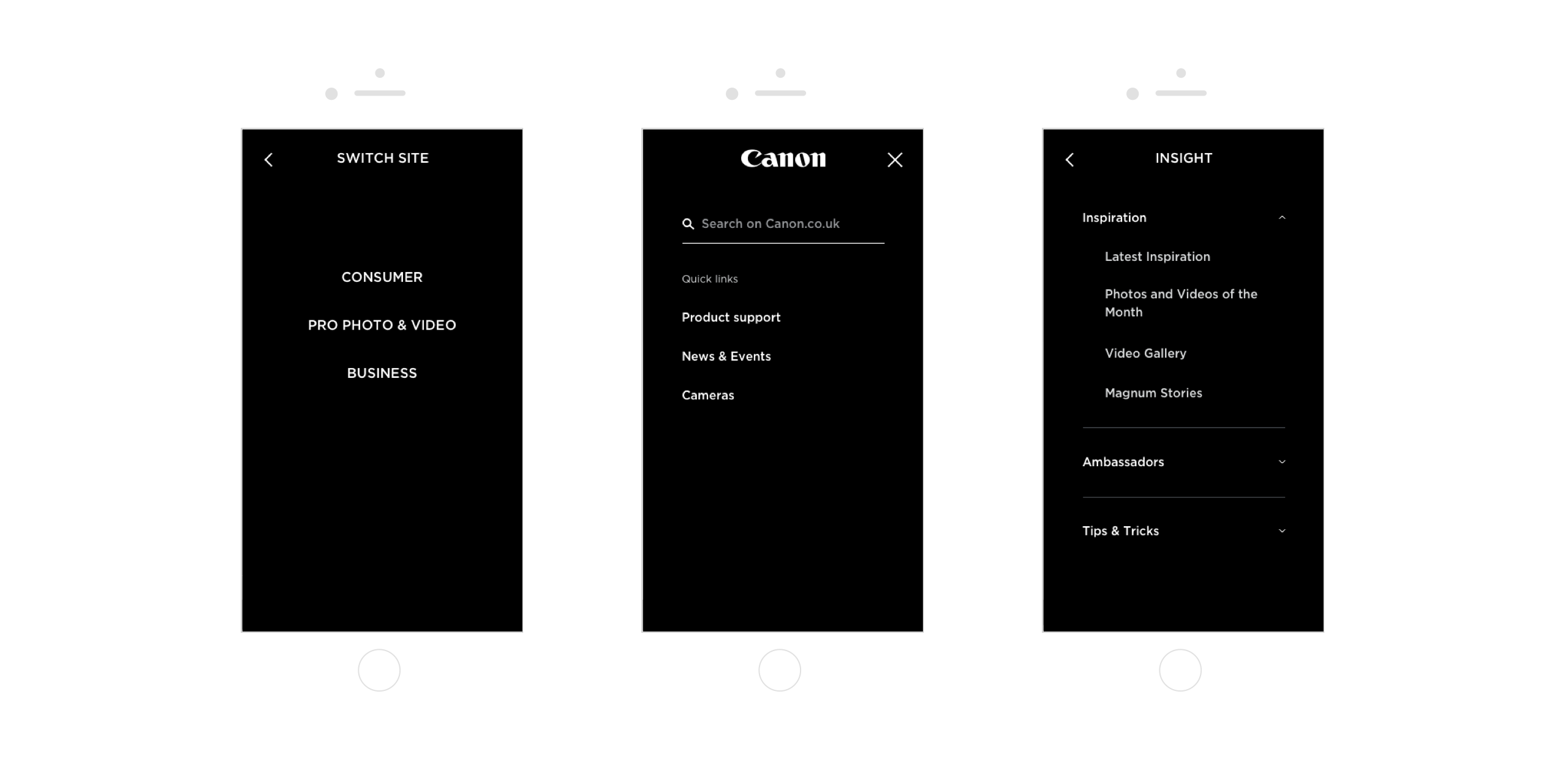 Audience switcher and Insight menu, mobile