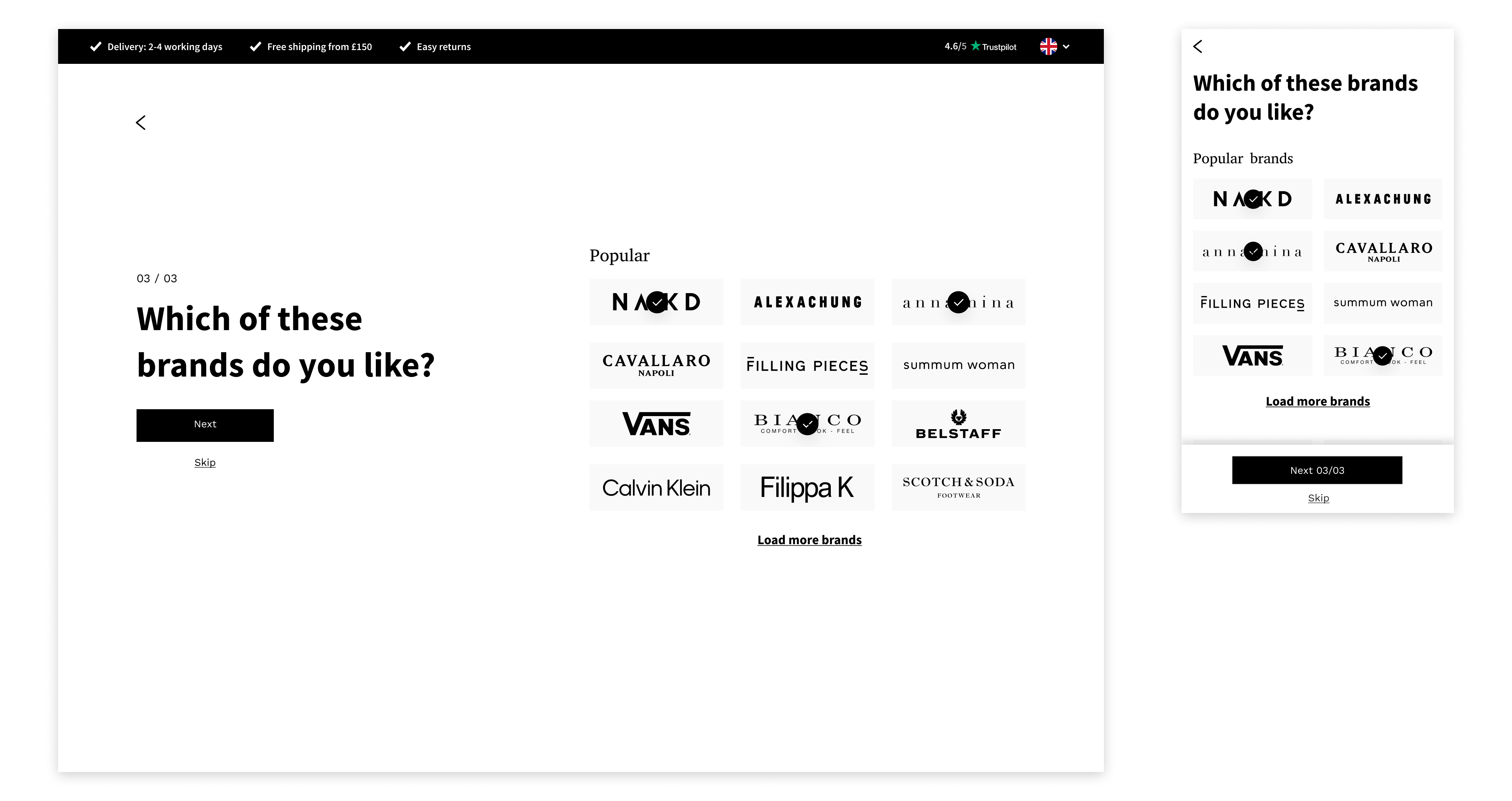 Onboarding wireframe, step 4 of 10