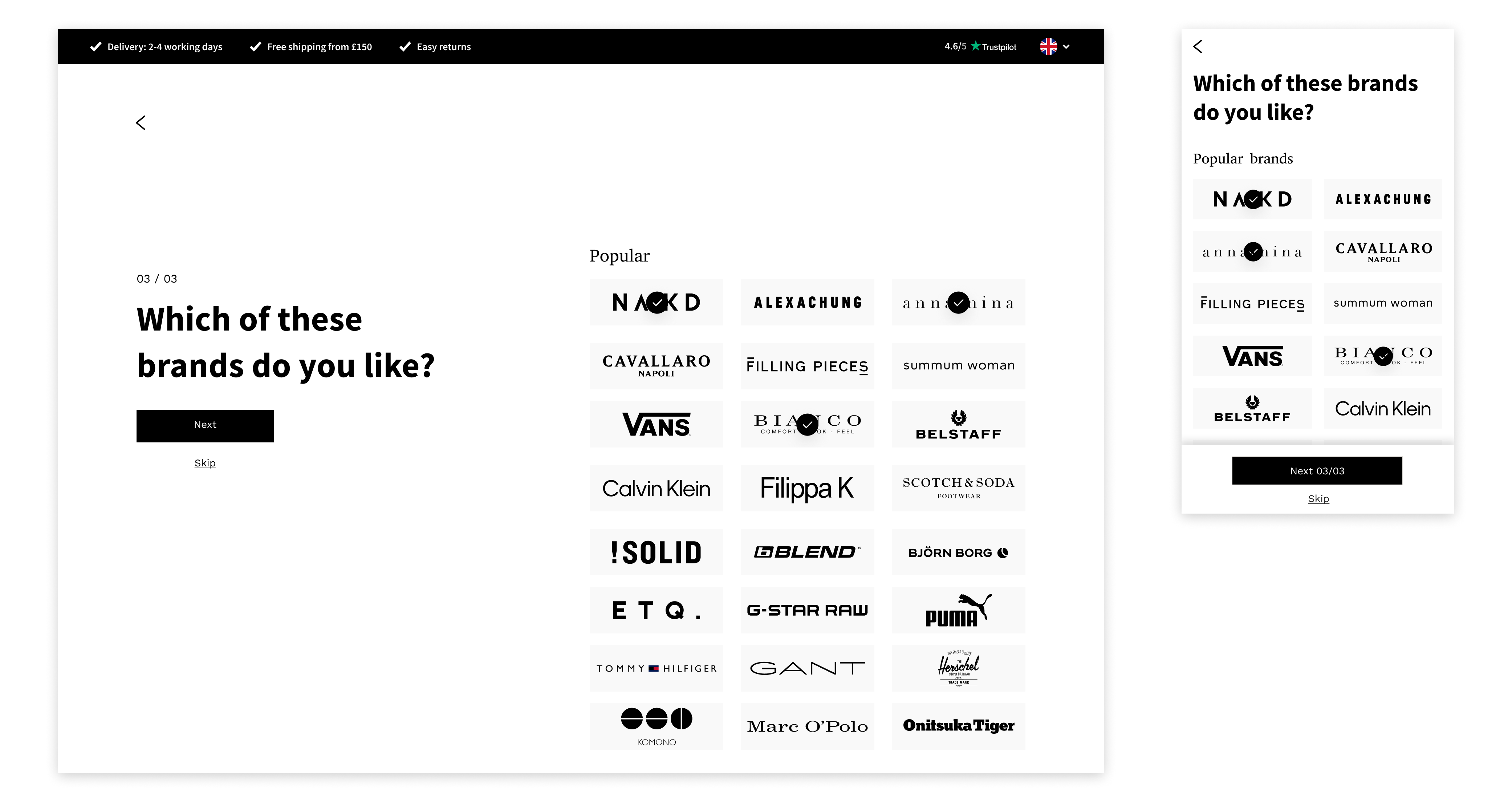 Onboarding wireframe, step 5 of 10