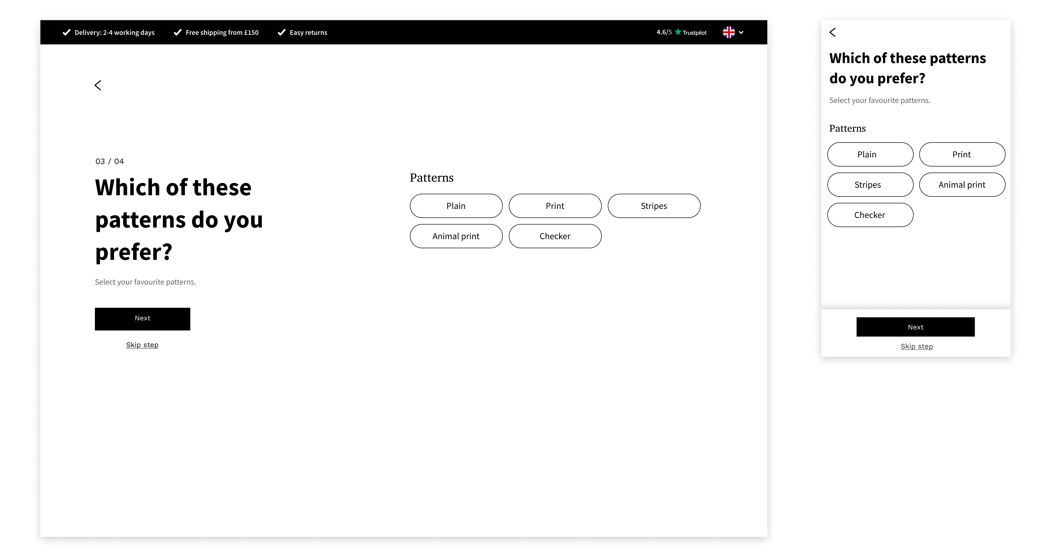 Onboarding wireframe, step 9 of 10